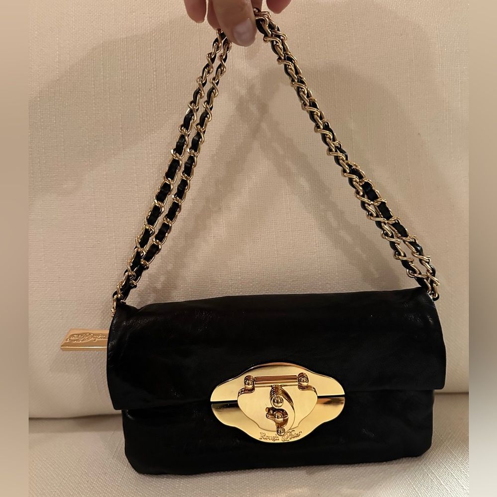 ROUGH ROSES WALLET &/OR CLUTCH NEVER USED. SOFT BLACK LEATHER W GOLD HARDWARE